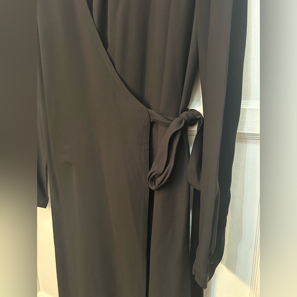 Massimo Dutti Black Wrap Tie Dress Size 6 - Picture 3 of 7